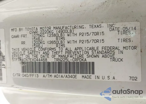 2014 Toyota Tacoma from USA, damaged, VIN 5TFTX4CN7EX044468